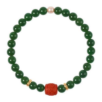 Hetian Jade Bead Bracelet | Tibetan Silver Minimalist