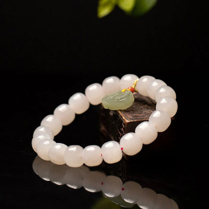 Pink Hetian Jade Pearl Hand‑Woven Tassel Bracelet