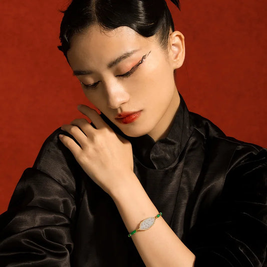 Hetian White Jade Abacus Bracelet — S925 Silver & 18K Gold