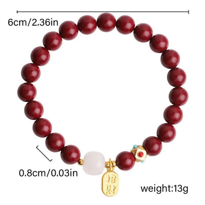 Chinese Feng Shui Red Imitation Cinnabar Beaded Bracelets For Women Men Protection Bring Wealth Lucky Elastic Bangles Jewelry