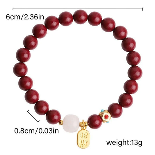Chinese Feng Shui Red Imitation Cinnabar Beaded Bracelets For Women Men Protection Bring Wealth Lucky Elastic Bangles Jewelry