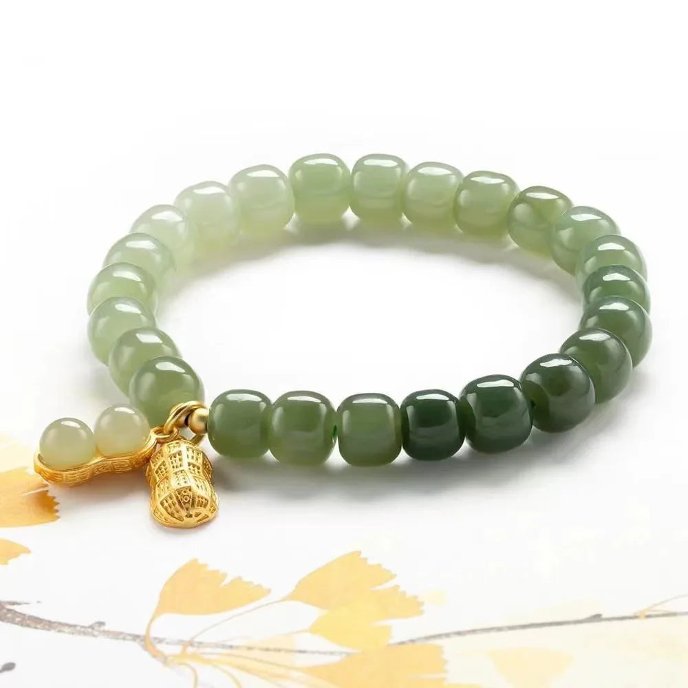 Natural Hetian Jade Buckle Bracelet — Amulet Blessing Jewelry