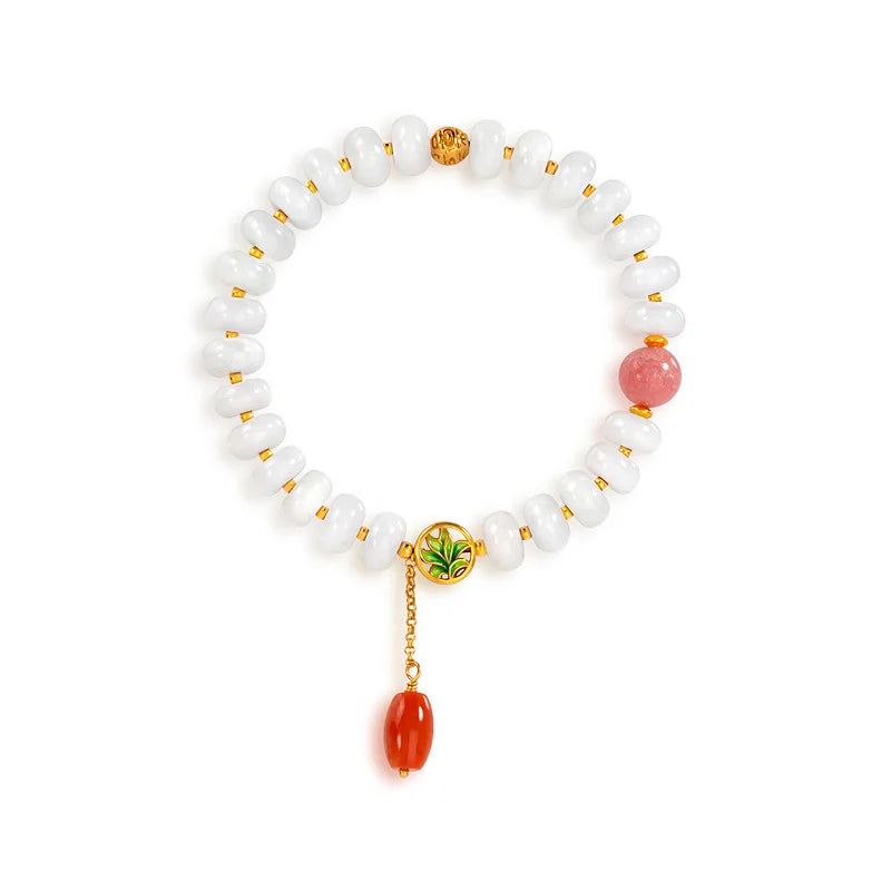 Emerald Rhodochrosite Bead Bracelet with S925 Agate