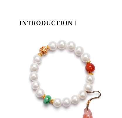 White Natural Freshwater Pearl Strand Bracelet｜Feng Shui Elegance
