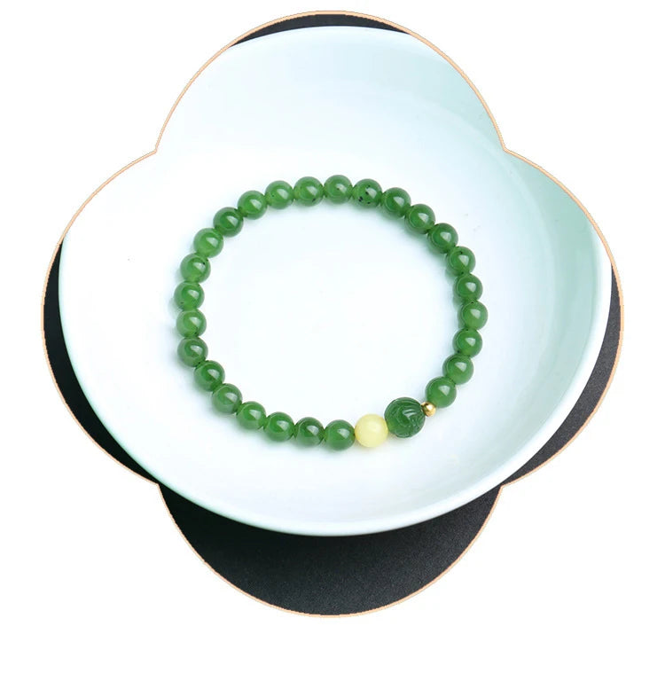 Hetian Jade Barrel Bracelet | Single-Loop Feng Shui Charm