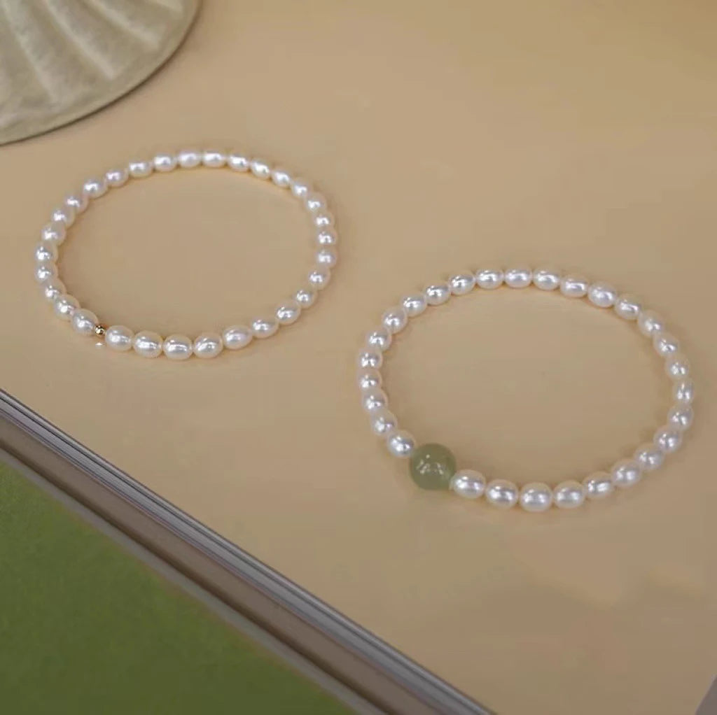 Hetian Jade S925 Silver Peanut Bracelet — Auspicious Beads