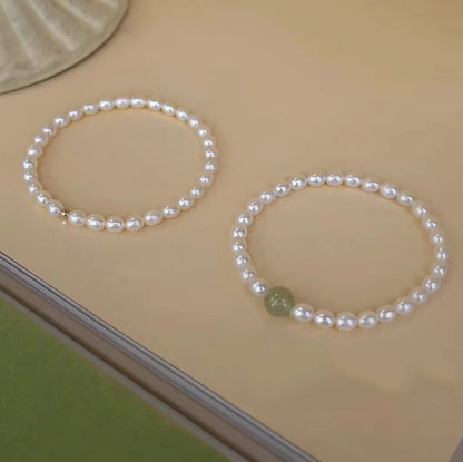 Hetian Jade S925 Silver Peanut Bracelet — Auspicious Beads