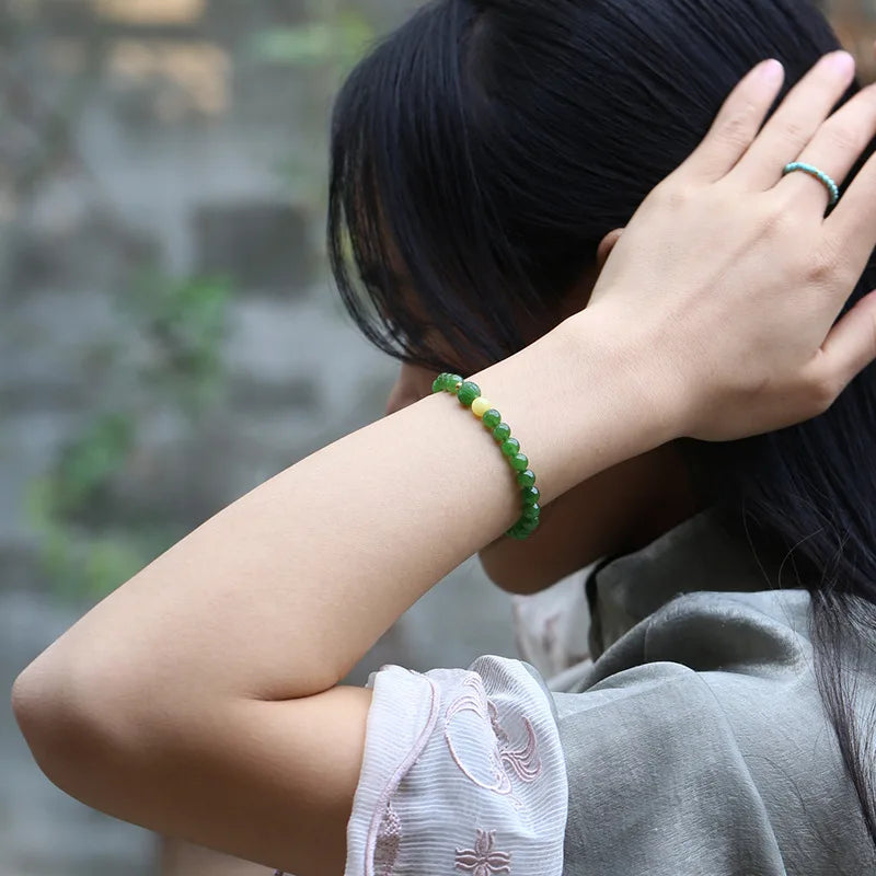 Hetian Jade Barrel Bracelet | Single-Loop Feng Shui Charm