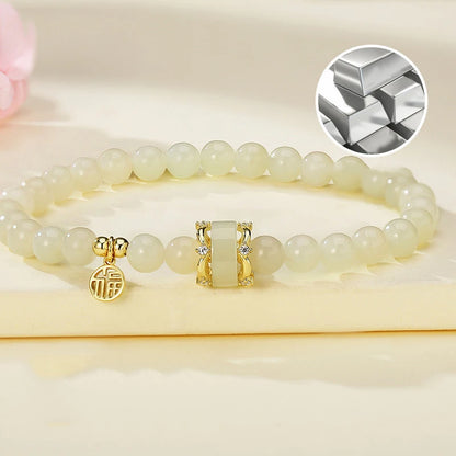 Natural A-Grade Jade Beaded Bracelet — Couple Amulet Gift