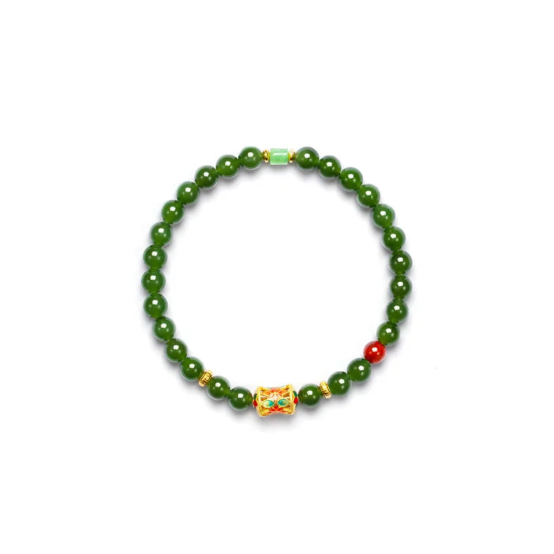 Hotan Jade & Tibetan Silver Bracelet — Light Luxury Amulet