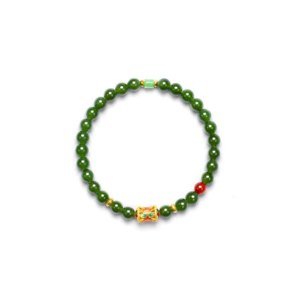 Hotan Jade & Tibetan Silver Bracelet — Light Luxury Amulet