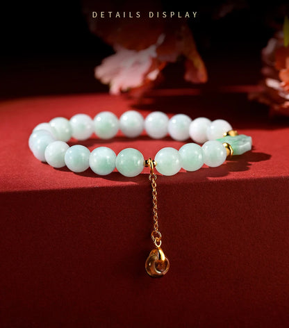 Natural Jade Ball Bracelet — Vintage Lucky Handmade Charm