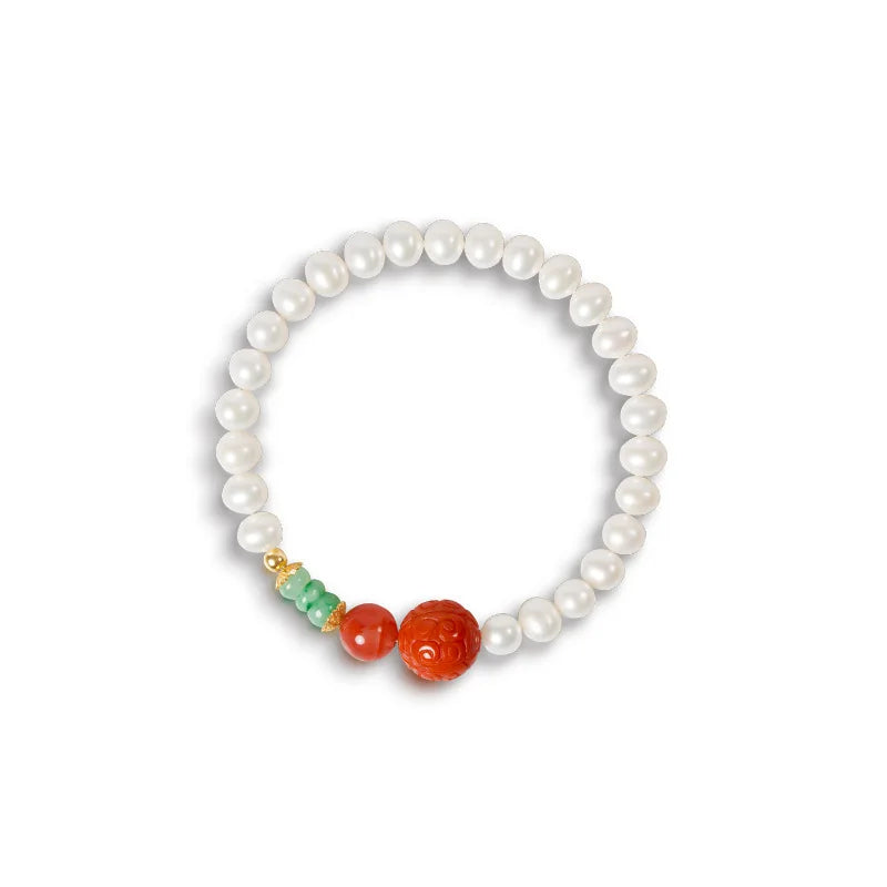 White Natural Freshwater Pearl Strand Bracelet｜Feng Shui Elegance