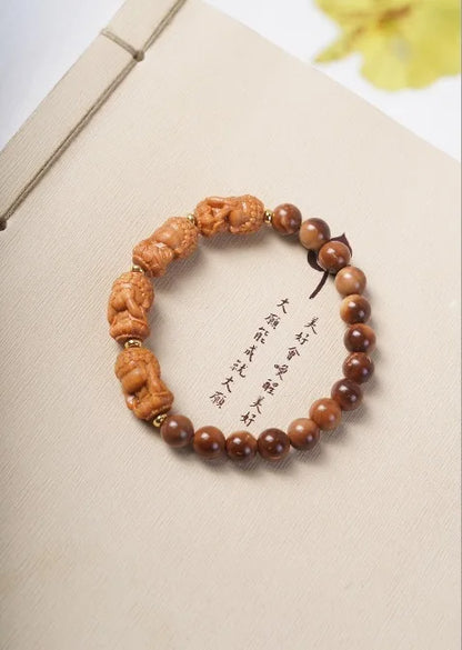 Ancient Bodhi Wood Bracelet — Single Circle DIY Lucky Beads