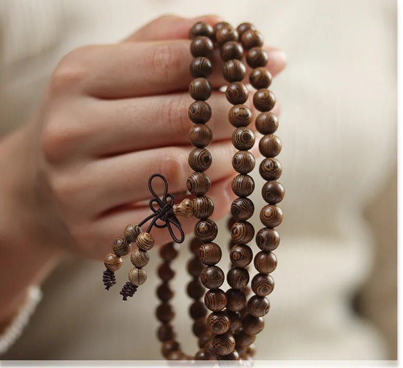 Old Seasoned Chicken Wing Wooden Buddha Prayer Beads Pieces Wind Men And Women Bracelet Holding Gift  Wooden jewelry