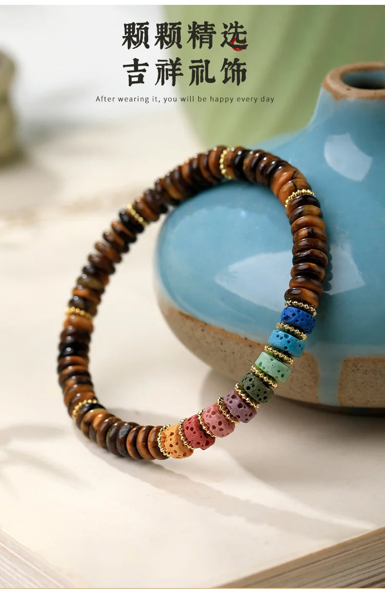 Natural Crystal Women s Dongling Jade Tiger Eye Stone Sliced Bracelet New Chinese Dopamine Style Year Jewelry