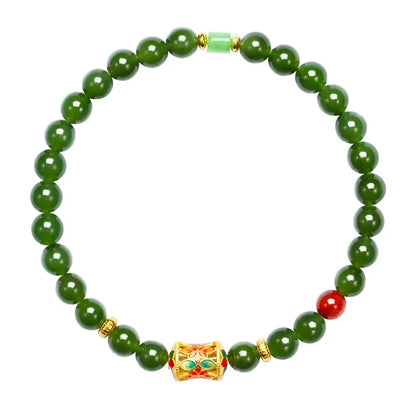 Hotan Jade & Tibetan Silver Bracelet — Light Luxury Amulet