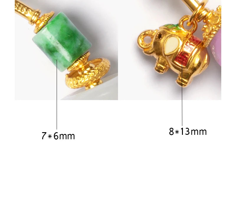 Natural Hetian Jade Bracelet for Women｜Silver & Gold-Plated Accents