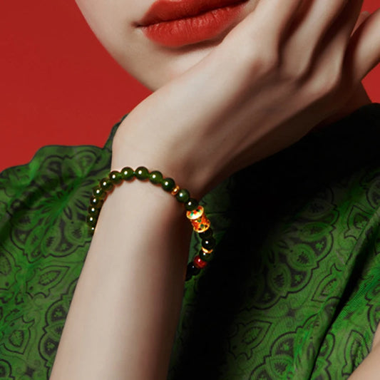 Hotan Jade & Tibetan Silver Bracelet — Light Luxury Amulet
