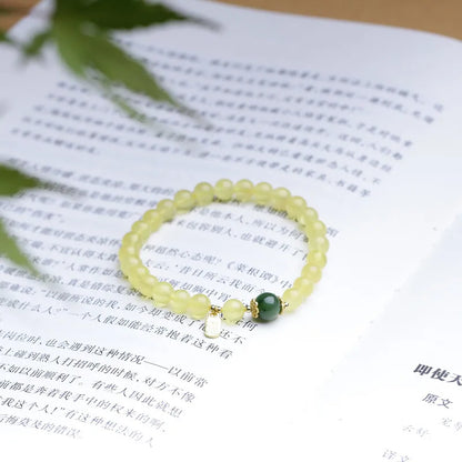 Beeswax & Hotan Jade Luck Bracelet — Single Loop Elegance