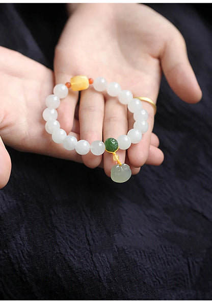 Hetian White Jade Buddha Adjustable Bracelet｜Elegant Friendship Gift