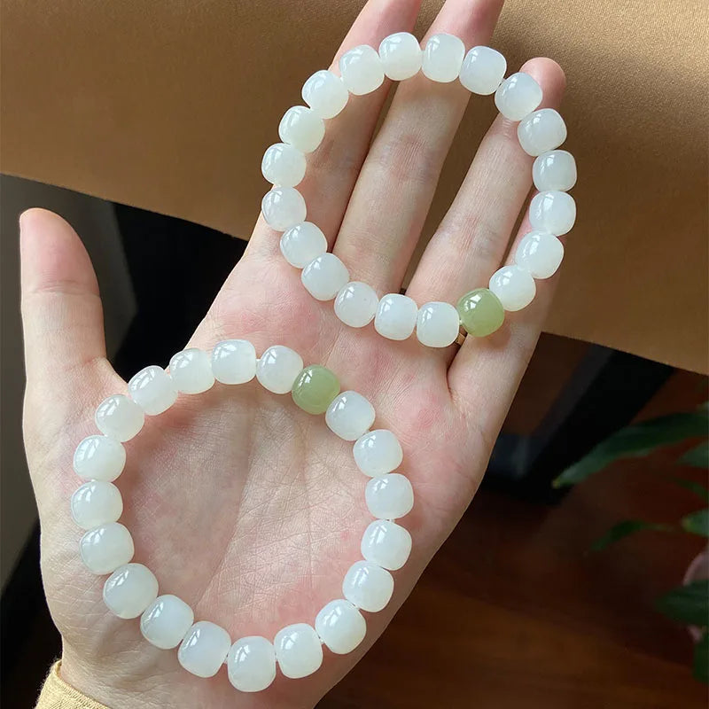 Hotan White Jade 10mm Bead Bracelet｜Single Circle Lucky Amulet