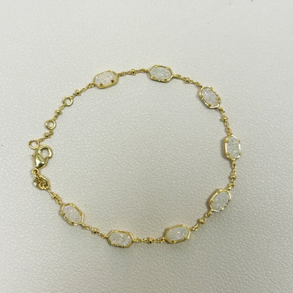 Natural Drusy Crystal Link Bracelet — Healing Gift