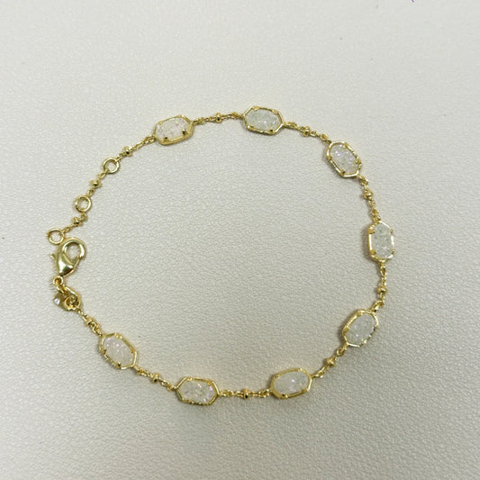 Natural Drusy Crystal Link Bracelet — Healing Gift