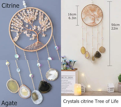 粉水晶生命之树捕光挂饰｜招爱转运能量水晶