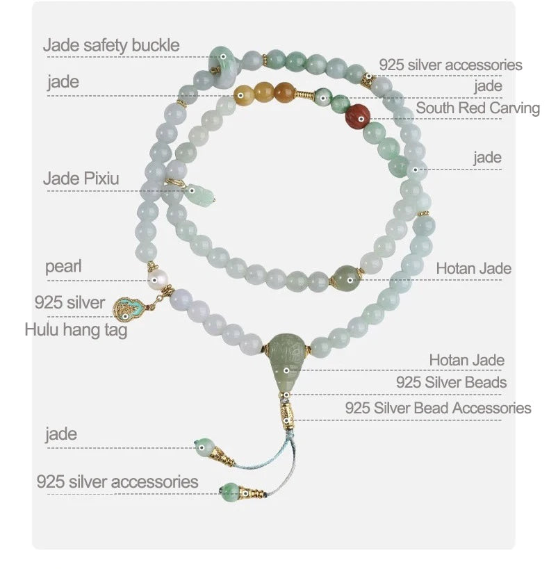 Natural Type A Jadeite Bracelet For Women High-End Chinese-Style And Retro Design  Necklace Or Bracelet Wear Support Wholesale