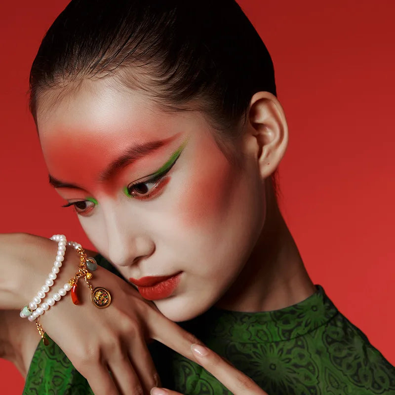 Freshwater Pearl Double Circle Bracelet — Silver Gold-Plated