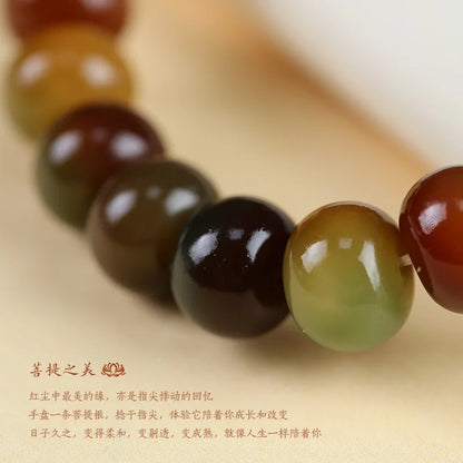 Weathered Bodhi Root Barrel Beads Bracelet — Mystic Finger Wrap