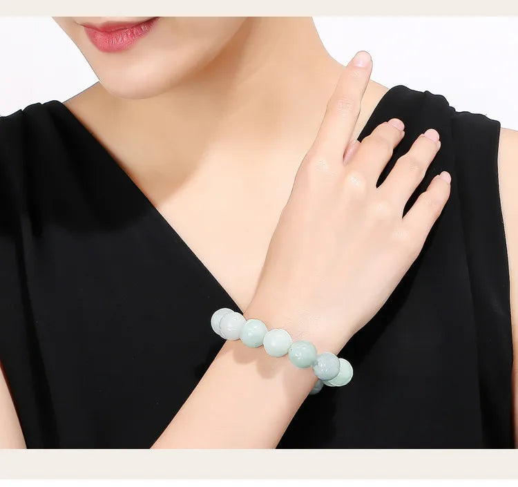 Natural Hotan Ice Jade Lotus Bracelet｜Elegant Unisex Strand