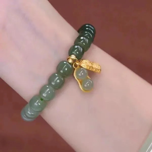 Natural Hetian Jade Buckle Bracelet — Amulet Blessing Jewelry