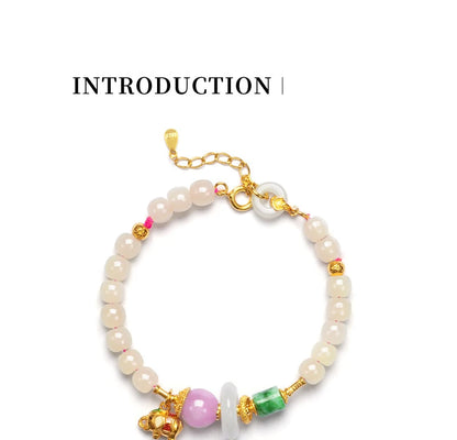 Natural Hetian Jade Bracelet for Women｜Silver & Gold-Plated Accents
