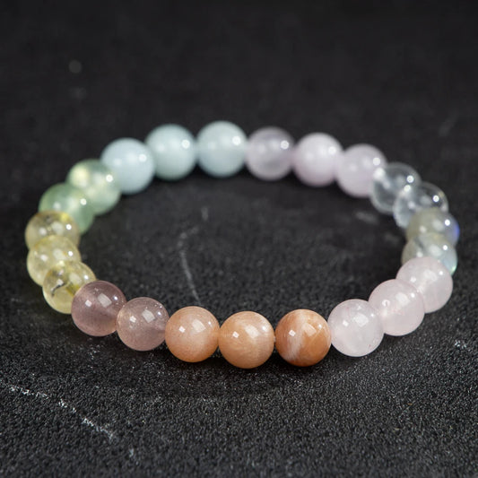 Natural Moonstone 8mm Multicolor Strand Bracelet - Certified