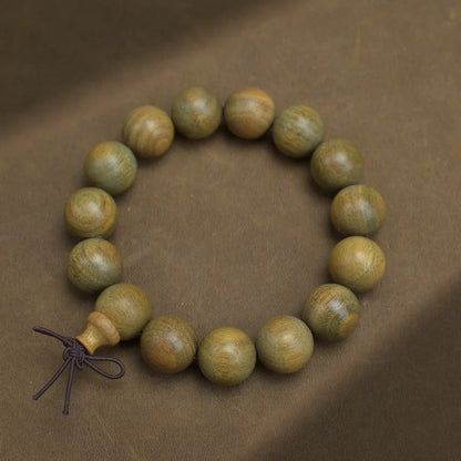 Green Buddha Sandalwood Bracelet — Ethnic Feng Shui Charm