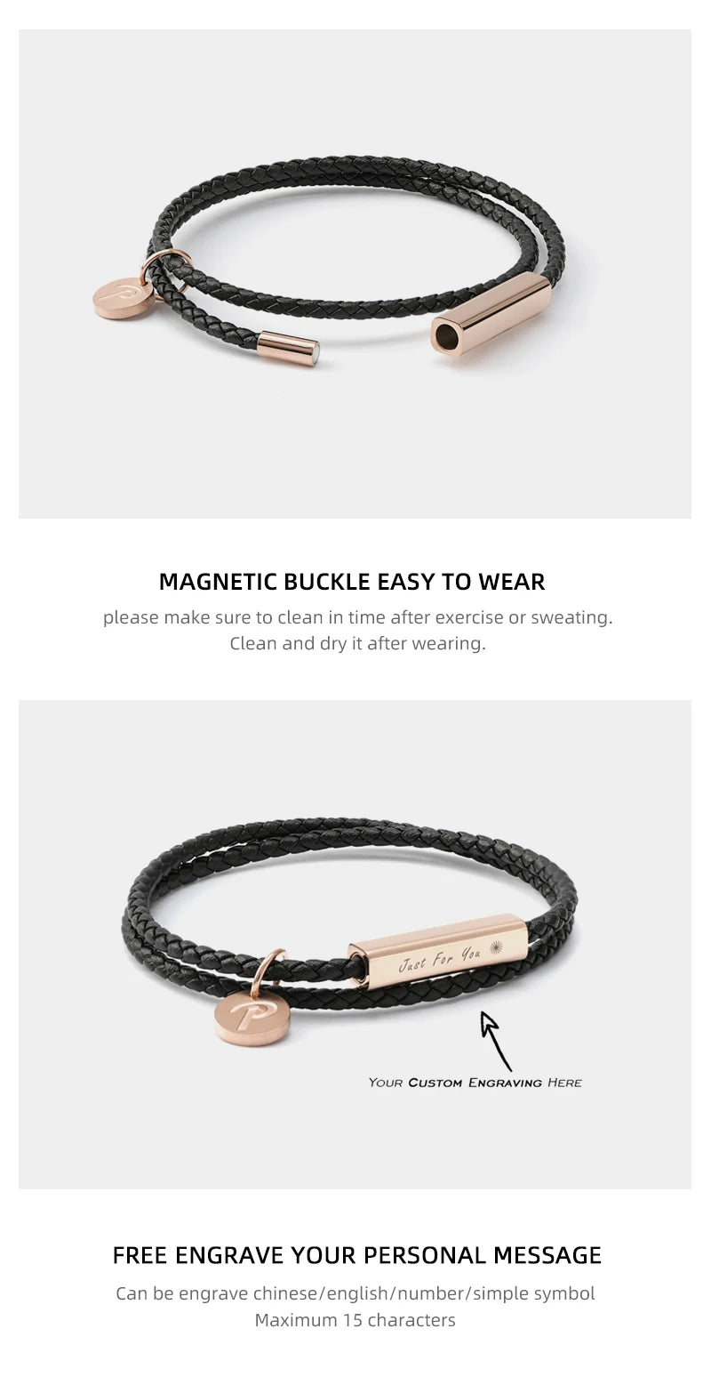 十二星座真皮缠绕手链｜男女同款磁扣 可刻字生日守护礼物