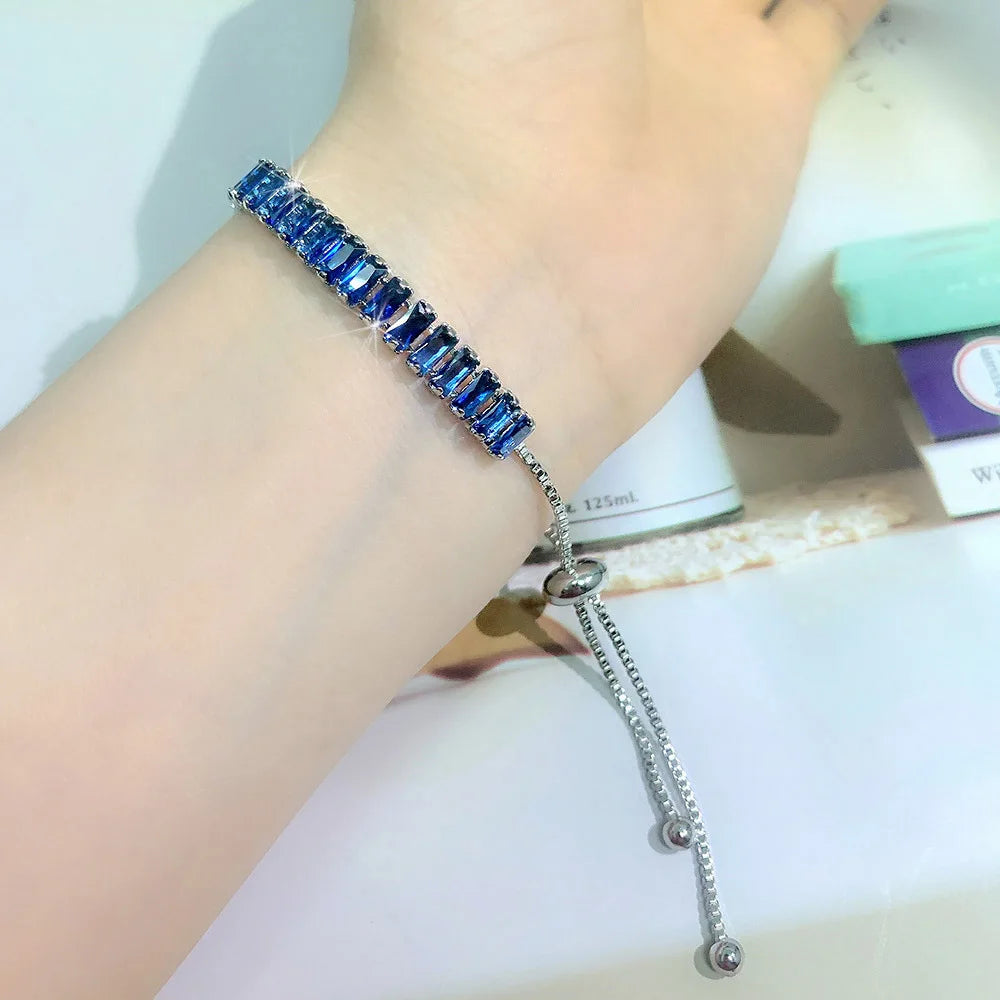 Mystic Blue Zirconia Adjustable Tennis Bracelet