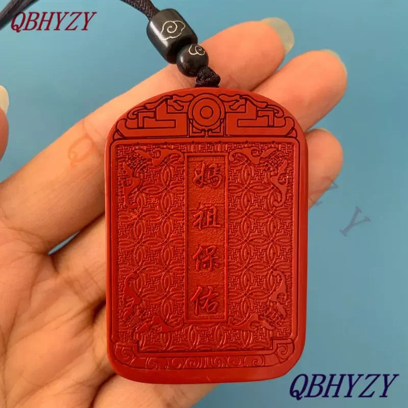 Natural Red Cinnabar Mazu Pendant Necklace — Feng Shui Guardian