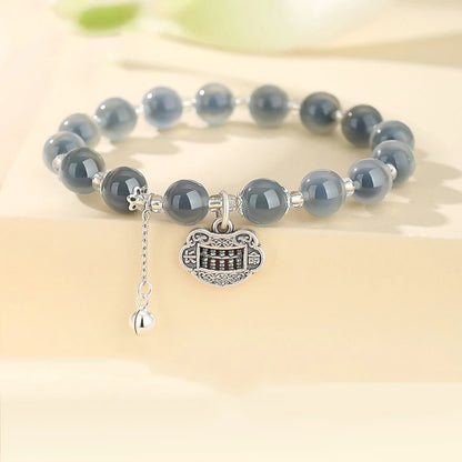 Sugar Heart Agate Tibetan Silver Safe-Lock Bracelet