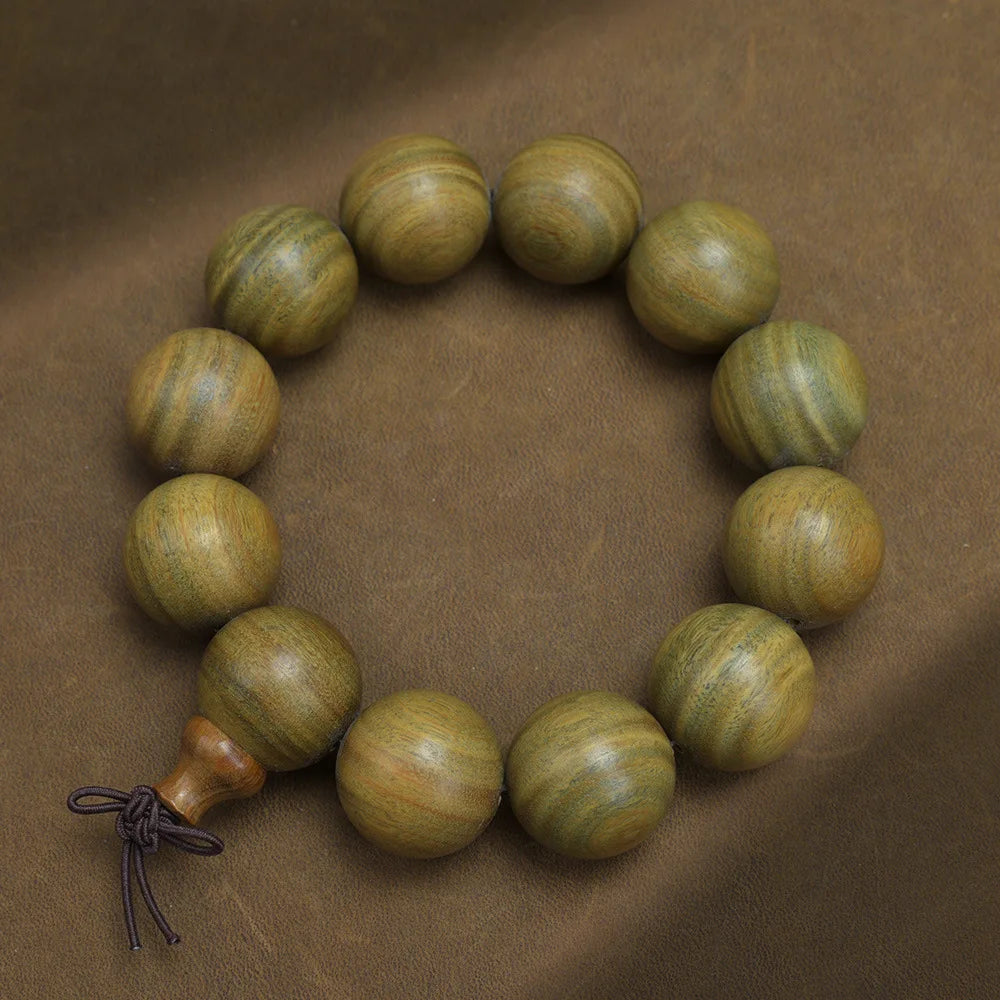 Green Buddha Sandalwood Bracelet — Ethnic Feng Shui Charm