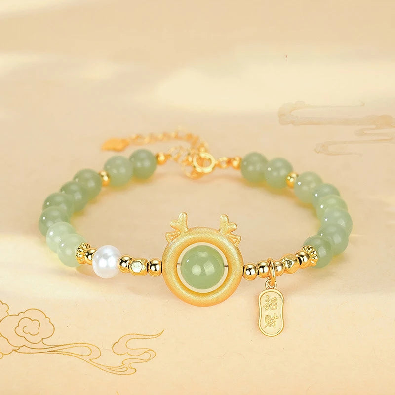 Hotan Jade Dragon Bracelet — Zodiac Birthday Gift