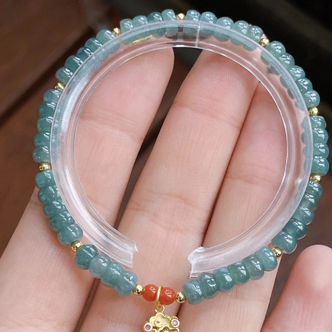 Hetian Jade Peace Button Bracelet — Feminine Lucky Pendant