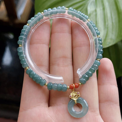 Hetian Jade Peace Button Bracelet — Feminine Lucky Pendant