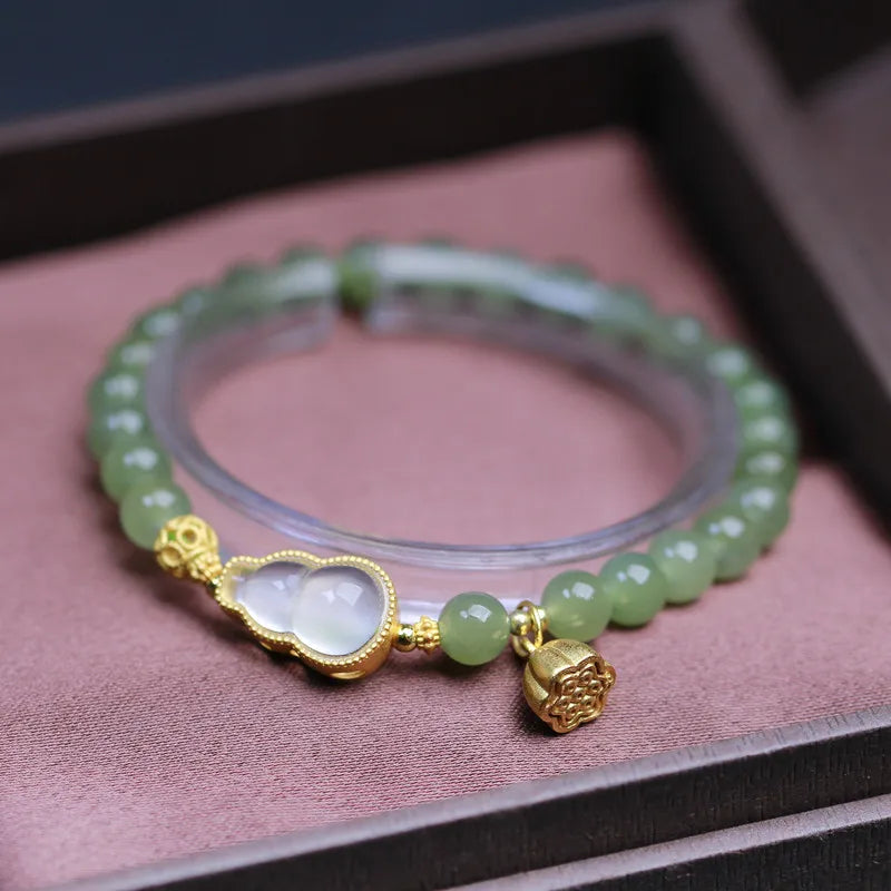 Hotan Green Jade Bracelet for Women｜Natural Lucky Bracelet