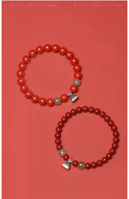 Cinnabar Ben Ming Nian Red-Rope Wealth Amulet Bracelet