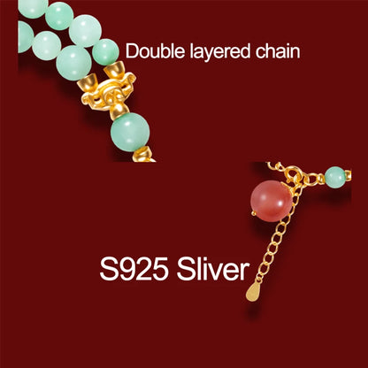 Double-Loop Hetian Jade Bracelet — S925 18K Gold Plated Nanhong 5mm