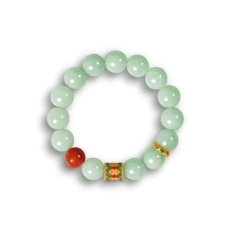 Natural A-Grade Jadeite Bead Bracelet — S925 Silver Mother's Gift