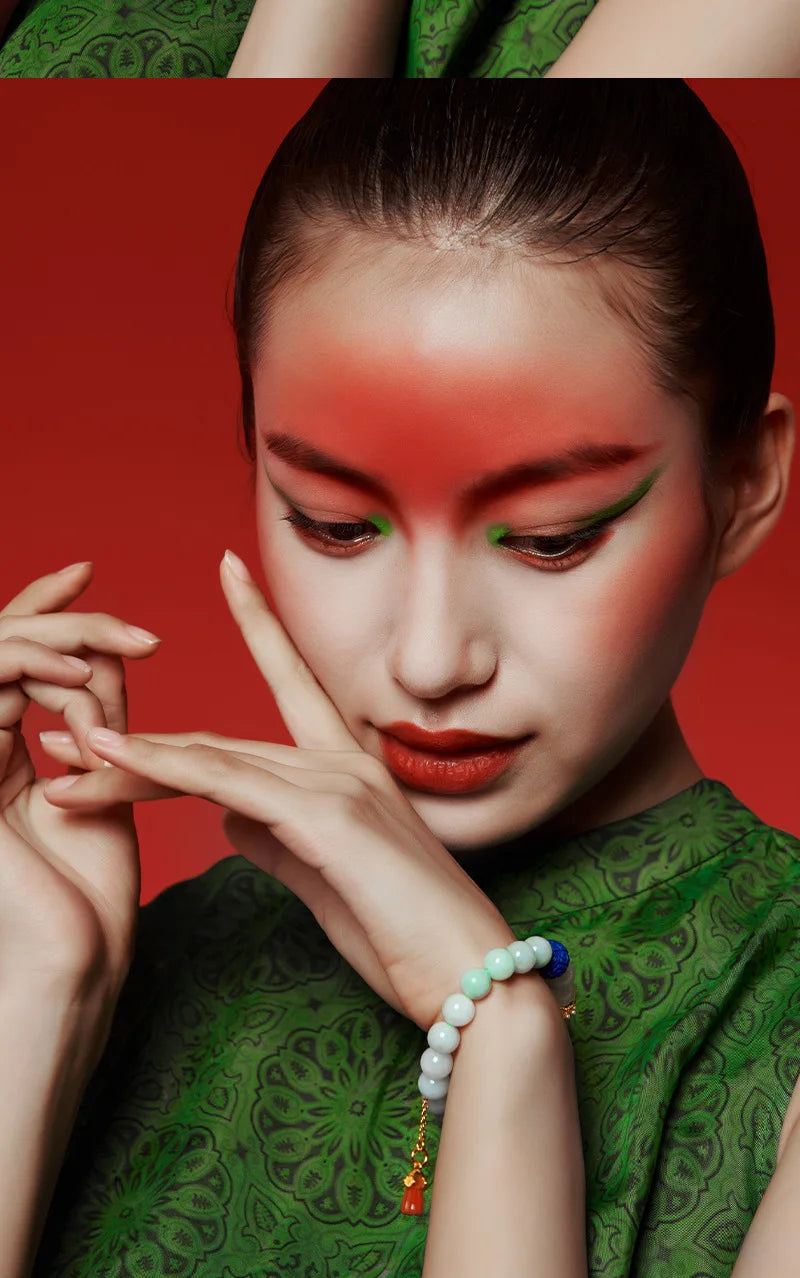 Natural Jadeite Agate Lapis Lazuli Beaded Bracelet for Women